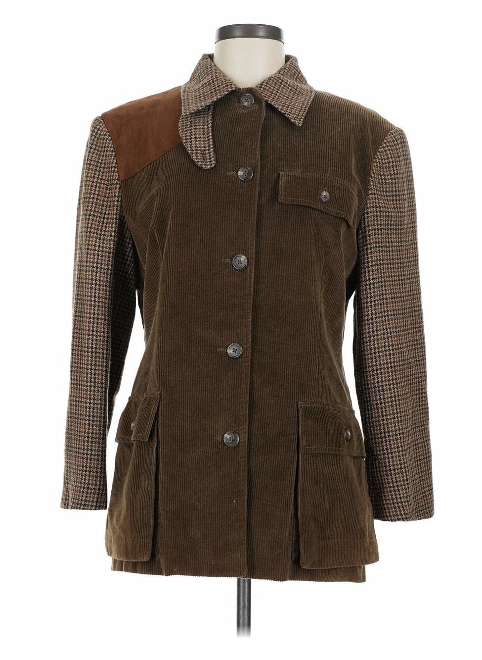 VTG RARE Ralph Lauren Corduroy Plaid Patchwork Hunting Jacket Blazer Equestrian